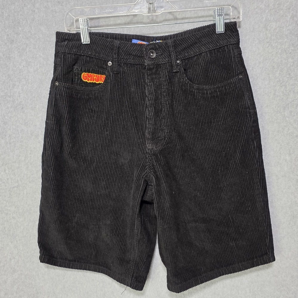 Empyre Relax Corduroy Shorts Men's 28 Black Loose Baggy Skater Trendy Y2K